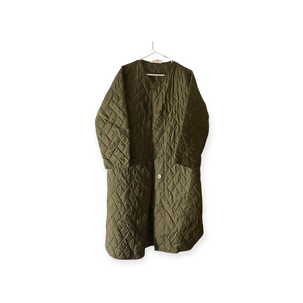 Steve Madden Olive Green Quilted Longline Coat (Size M)